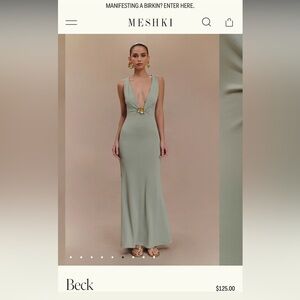 Stunning Sage/Basil Meshki low plunge neck with gold orchid broach